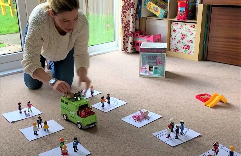 Miriam Cates MP in a playroom