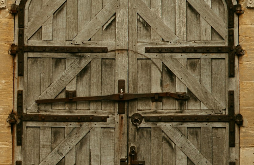 Locked door of university