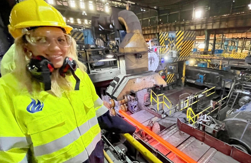 Miriam Cates MP in a visit to Liberty Speciality Steels