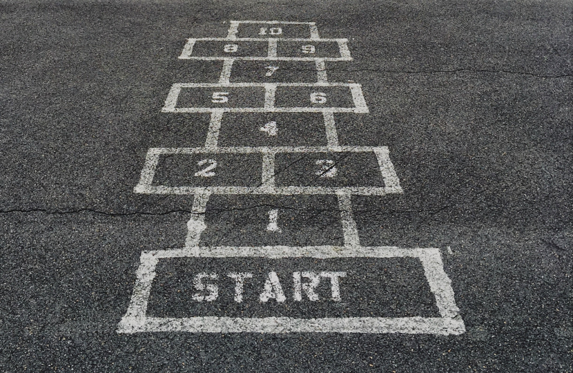 Hop Scotch depicting empty schools during COVID