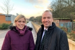 Miriam Cates MP with Chris Heaton Harris MP at the Don Valley Line pre COVID