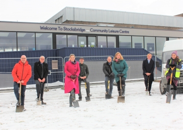 Miriam Cates with Town Deal Board cutting the soil