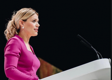 Miriam Cates MP speaking at a conference